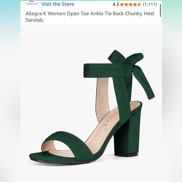 Allegra K Green Chunky Heel Sandals - Picture 1 of 7